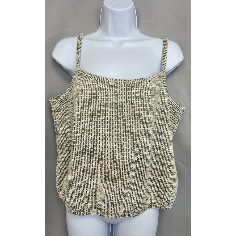 LOFT  Women's  textured cropped tank top Sz Large NWT Beige‎ Green Olive